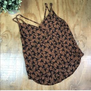 Mossimo Tropical Tank Top Brown Palm Trees Draping